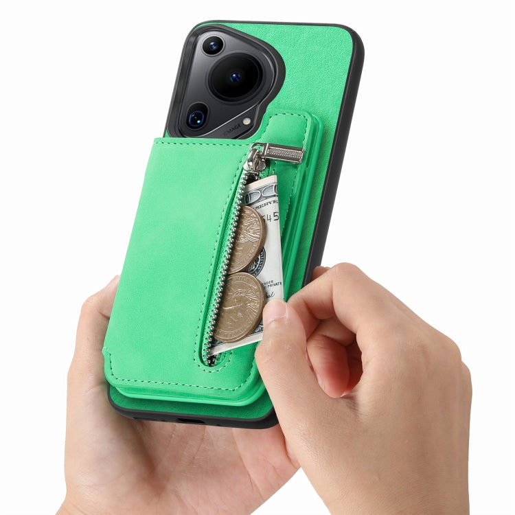 Funda para Huawei Nova 13 Pro con Cremallera Magsafe, Tarjetero y Funda Trasera (Verde)