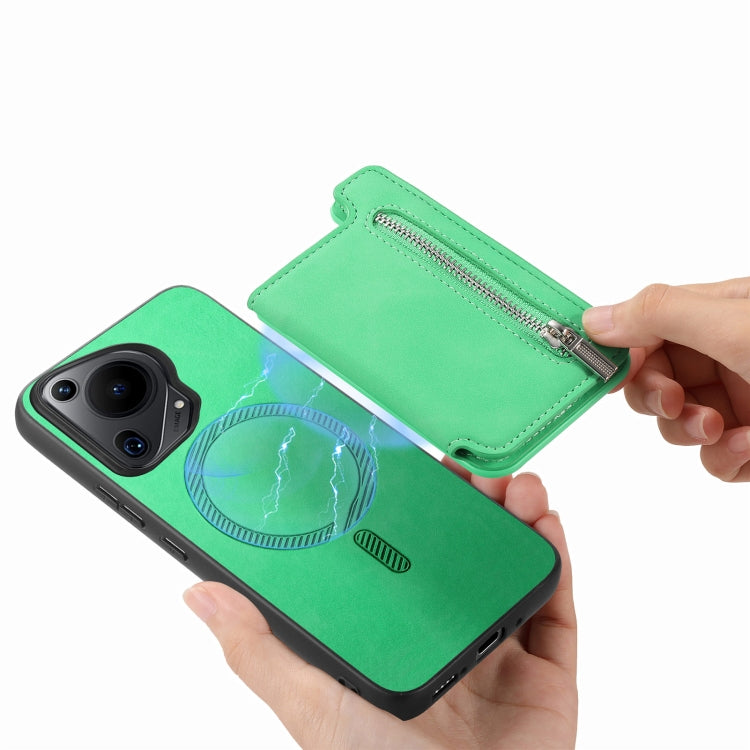 Funda para Huawei Nova 13 Pro con Cremallera Magsafe, Tarjetero y Funda Trasera (Verde)