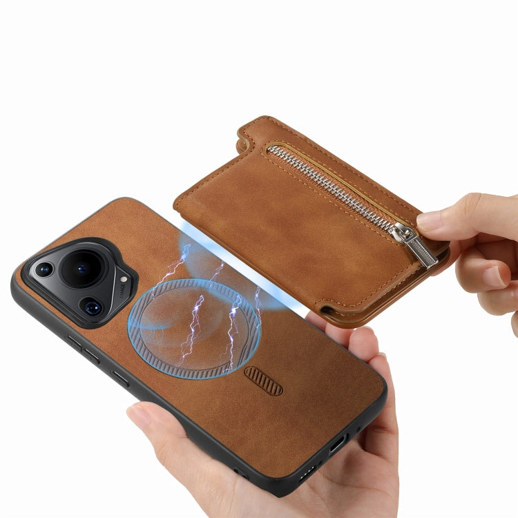 Funda para Teléfono Huawei Nova 13 Pro con Tarjetero y Cremallera Magsafe (Marrón)