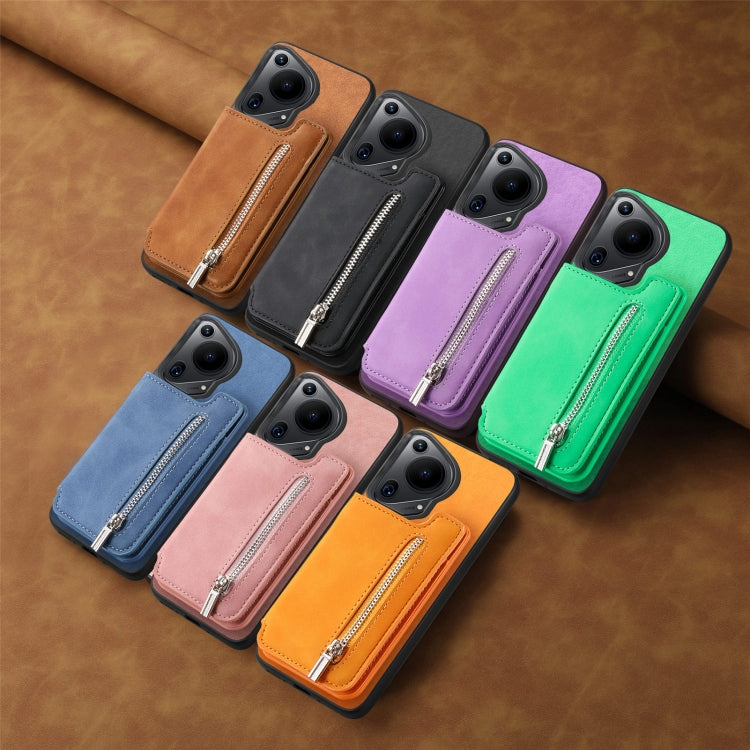 Funda para Teléfono Huawei Nova 12/13 con Tarjetero y Cremallera Magsafe (Rosa)