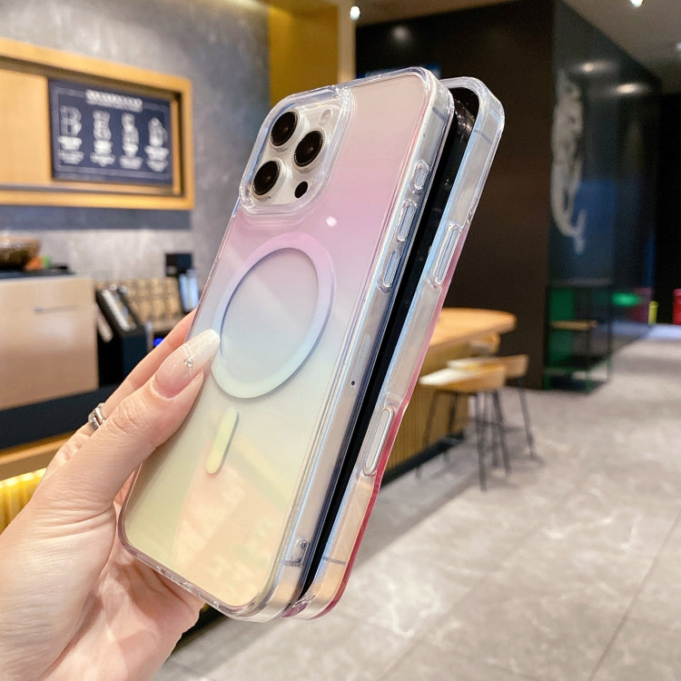 Funda para Teléfono Magsafe PC Transparente con Degradado para iPhone 14 Pro Max (Rosa Degradado)