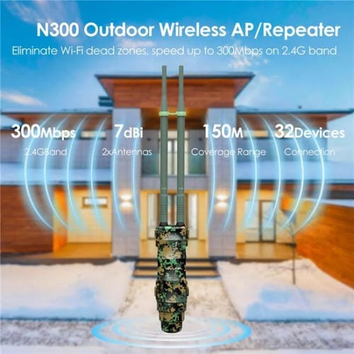 Extensor WiFi WAVLINK WN570HN2 PoE enrutador exterior resistente a la intemperie 300 Mbps (EE. UU.)