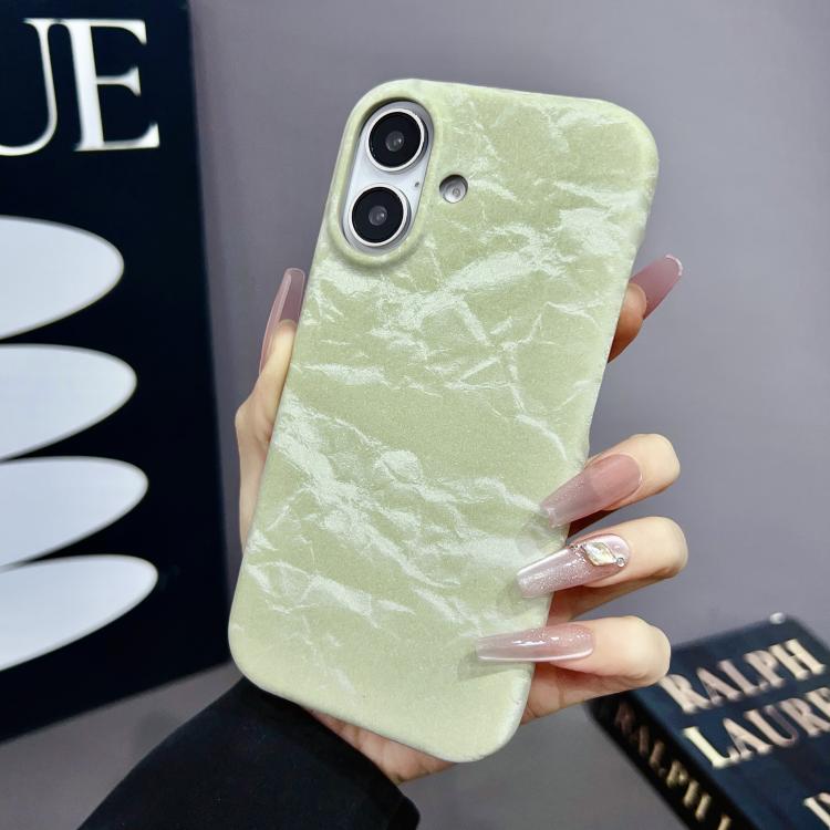 Funda de Cuero Aterciopelado para iPhone 15 Plus con Media Cobertura para PC (Verde)