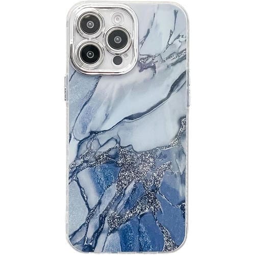 Funda para Teléfono iPhone 16 Pro Textura Mármol Galvanizado (Azul Marino)