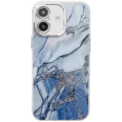 Funda para Teléfono iPhone 16 Plus Textura Mármol Galvanizado (Azul Marino)
