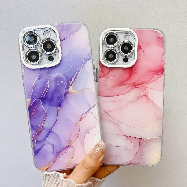 Funda para Teléfono iPhone 14 Textura Mármol Galvanizado (Rosa M2)