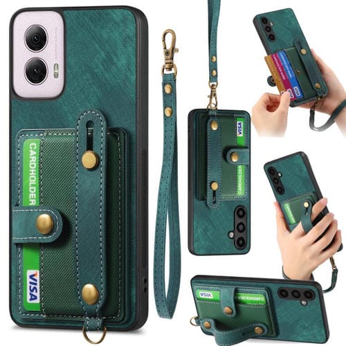 Funda Cuero Tipo Billetera con Correa Cruzada para Motorola Moto G Power 5G (2024) (Verde)