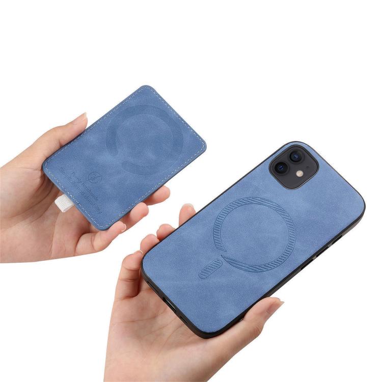 Funda para iPhone 11 Ranuras para Tarjetas Diseño Retro Cruz Anillo Lateral Magsafe (Azul)