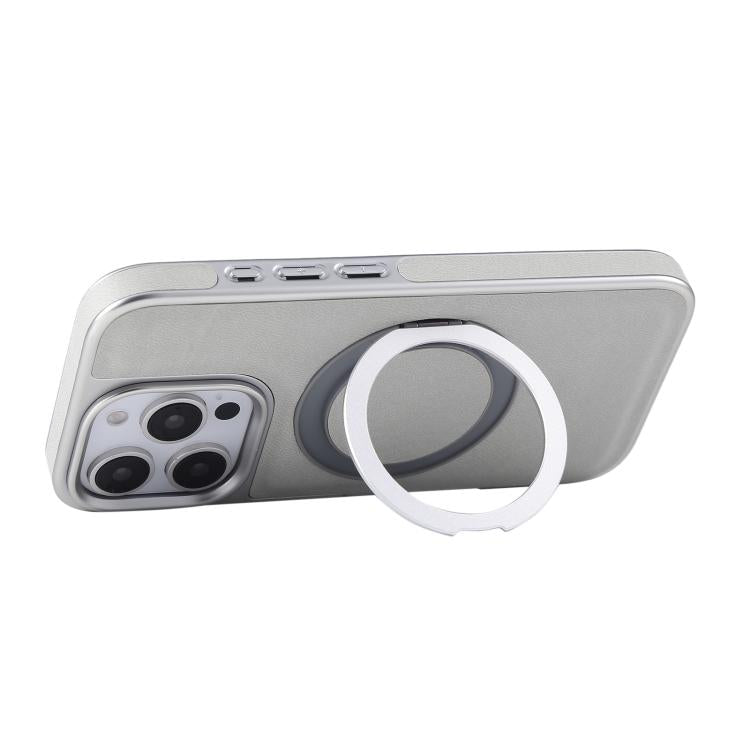 Funda para Teléfono Piel Granulada Chapada con Soporte Magsafe Giratorio para iPhone 14 (Marrón)