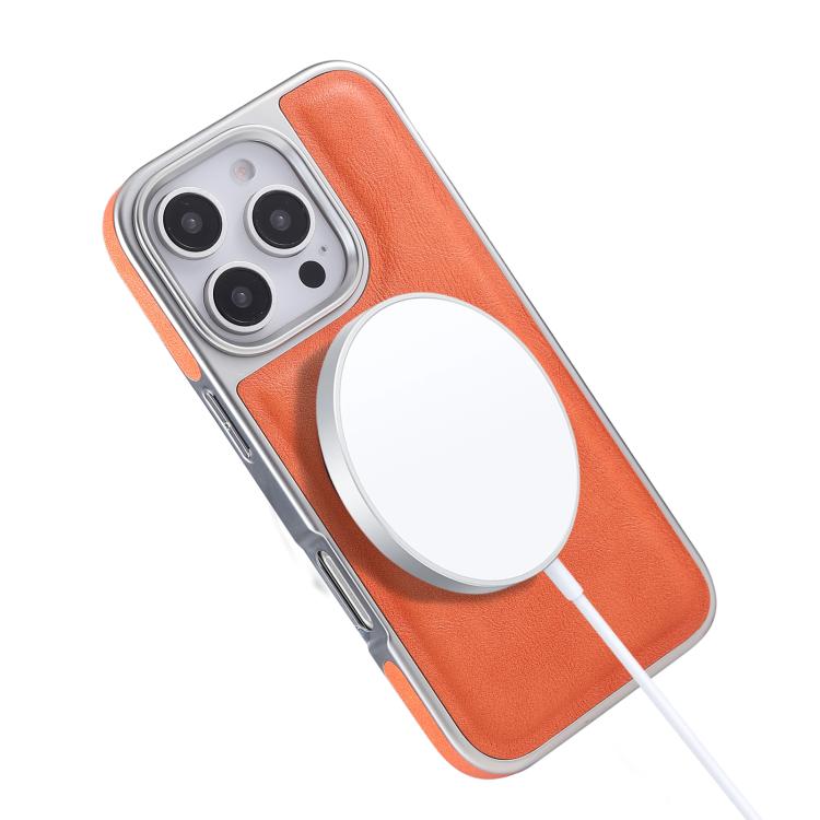 Funda para Teléfono iPhone 14 Soporte Magsafe Giratorio Piel Granulada Chapada (Azul)
