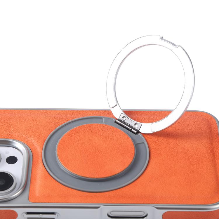 Funda para Teléfono iPhone 16 Plus Soporte Magsafe Giratorio Cuero Granulado (Rojo Oscuro)