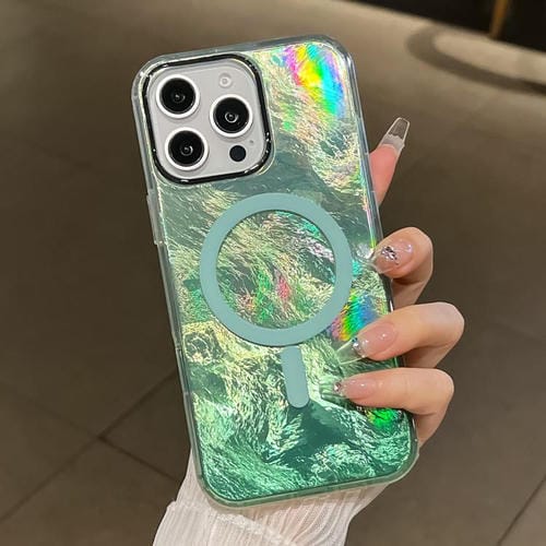 Funda para Teléfono Magsafe iPhone 12 Pro Max Textura Glaciar Degradado (Verde)