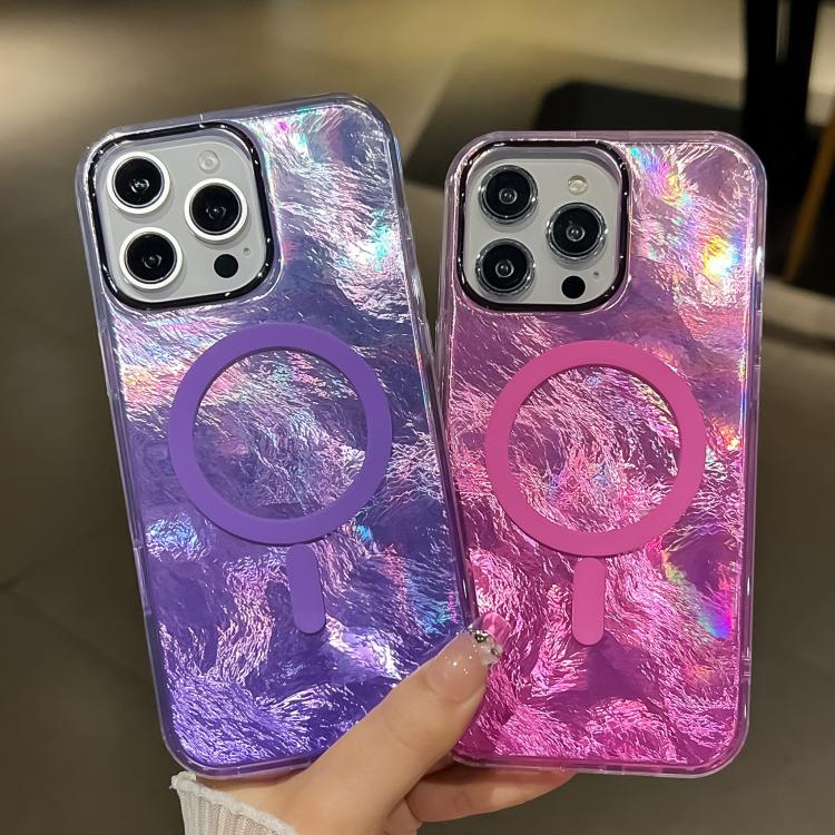 Funda para Teléfono Magsafe iPhone 12 Textura de Glaciar Enchapada Degradado (Amarillo Rosa)