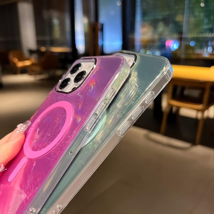 Funda para Teléfono Magsafe iPhone 15 Plus Textura de Glaciar Degradado (Azul Plateado)