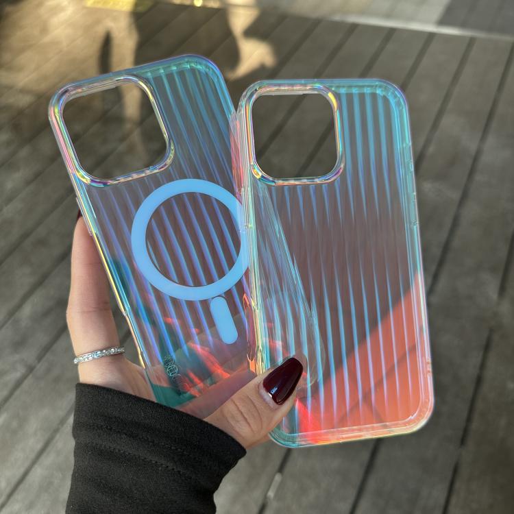 Funda para teléfono iPhone 16 Plus textura grabada láser con Magsafe (Luz Roja)