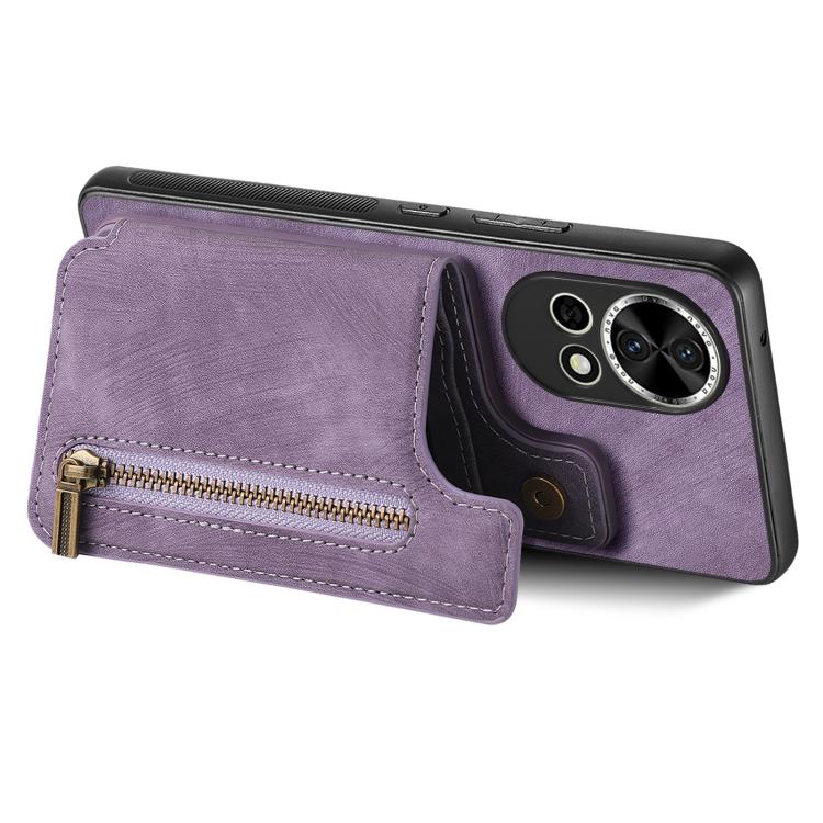 Funda de Cuero Retro con Cremallera para Huawei Nova 13 (Morado)