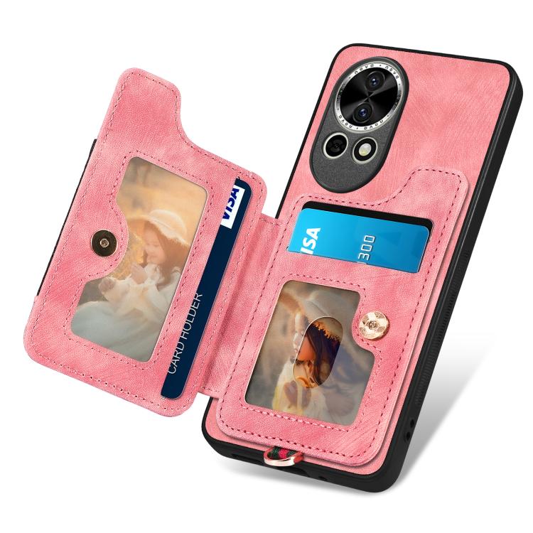 Funda Teléfono Huawei Enjoy 60 Billetera MultiTarjeta Retro Anillo Tacto Piel (Rosa)