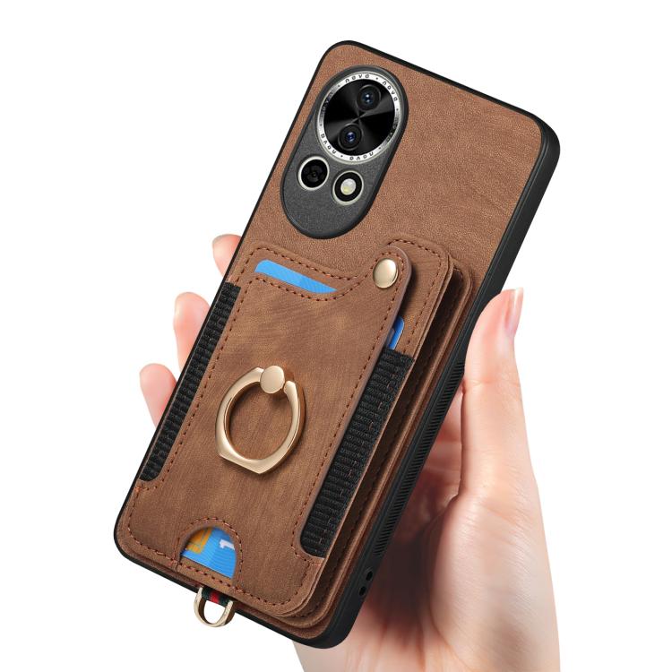 Funda para Teléfono Huawei P50 con Billetera MultiTarjeta Diseño Retro Piel Sintética (Marrón)