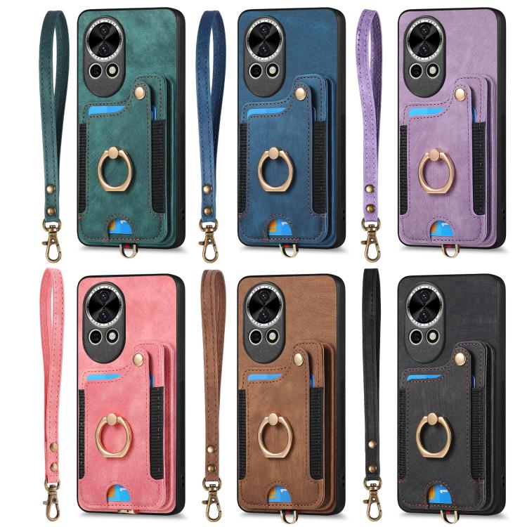 Funda para Teléfono Huawei P50 con Billetera MultiTarjeta Diseño Retro Piel Sintética (Marrón)