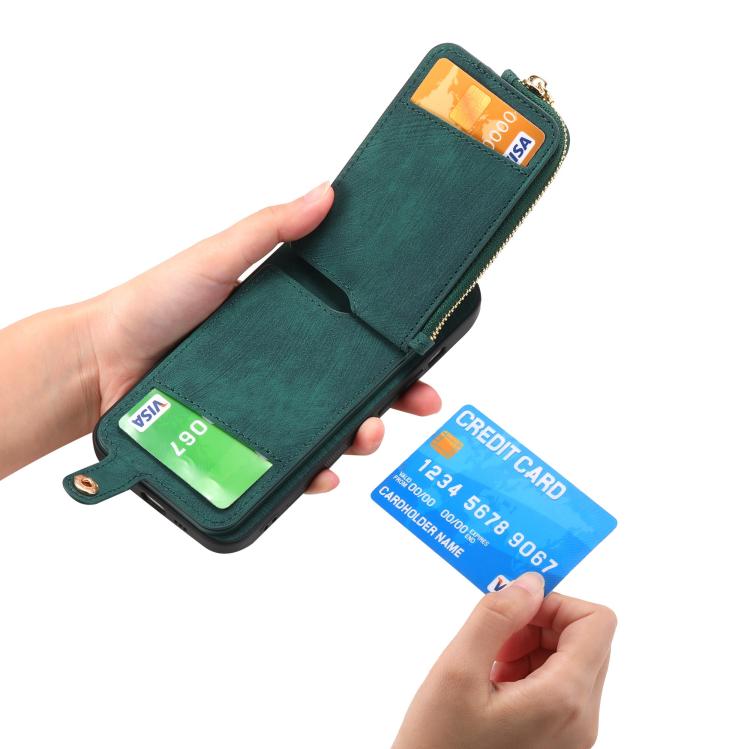 Funda para Teléfono Huawei Nova 9 Se con Cremallera Vertical y Anillo de Cuero Cruzado (Verde)