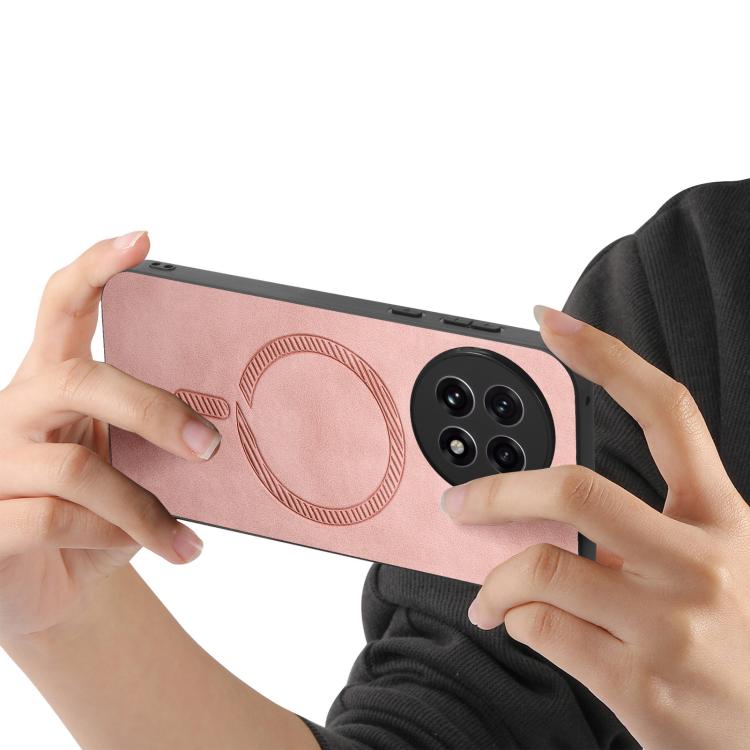 Funda para Teléfono OnePlus Ace 5/5 Pro con Tapa Trasera de PU Magsafe (Rosa)