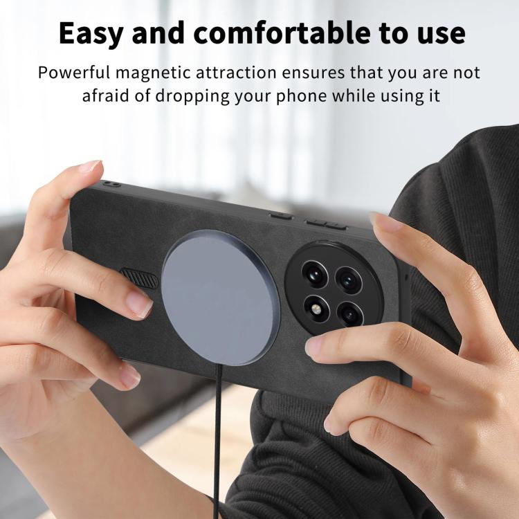 Funda para Teléfono OnePlus Ace 5/5 Pro con Tapa Trasera de PU Magsafe (Negra)