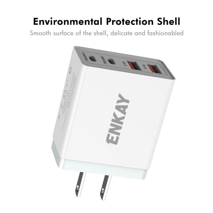 Cargador rápido Enkay FC-002 55 W con 2 puertos USB-A y 2 puertos USB-C (Enchufe Estadounidense)