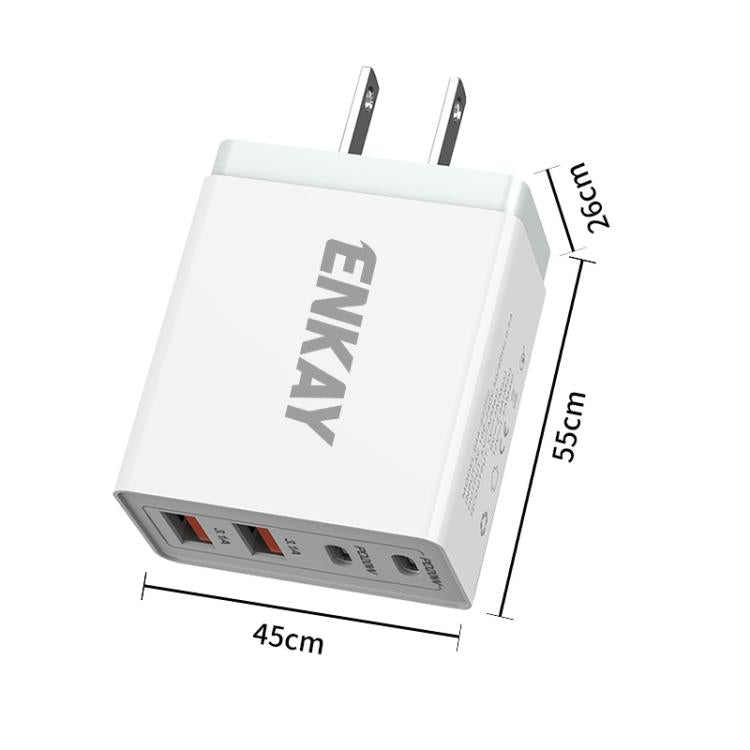 Cargador rápido Enkay FC-002 55 W con 2 puertos USB-A y 2 puertos USB-C (Reino Unido)