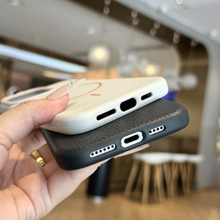 Funda TPU con Diseño de Grano de Lichi y Anillo Naranja Magsafe para iPhone 11 (Morado)