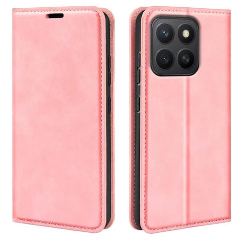 Funda de Cuero con Ventosa Magnética para Honor X8C Retro-Skin (Rosa)