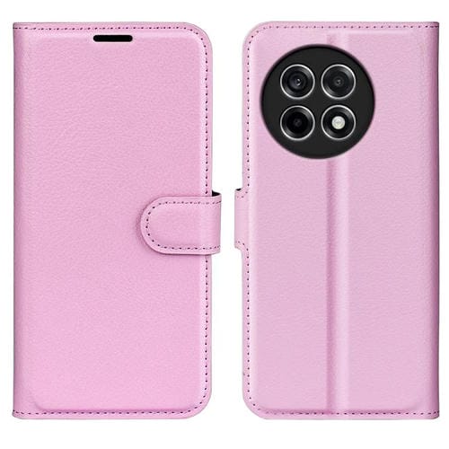 Funda de Cuero OnePlus Ace 5 Pro con Tapa Horizontal y Textura de Lichi (Rosa)