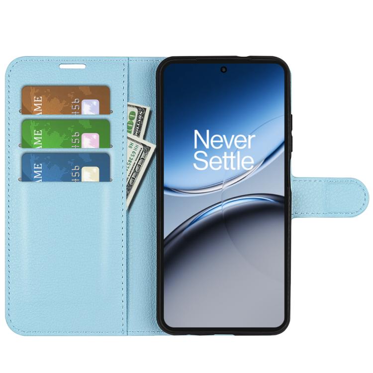 Funda de Cuero para OnePlus Nord 4 con Tapa Horizontal, Textura de Lichi y Soporte (Azul)