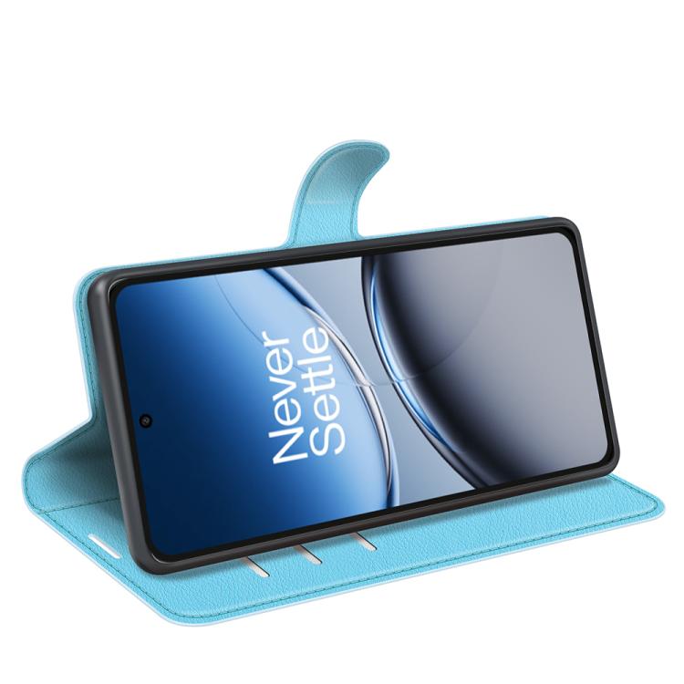 Funda de Cuero para OnePlus Nord 4 con Tapa Horizontal, Textura de Lichi y Soporte (Azul)