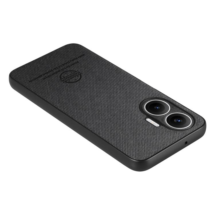 Funda trasera de piel y sarga para Redmi Turbo 4 Pro (negra)
