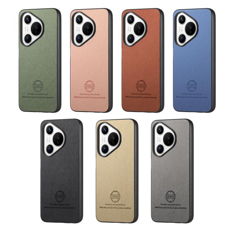Funda de Piel de Sarga con Parte Trasera de Cuero para Huawei Nova 13 (Negra)