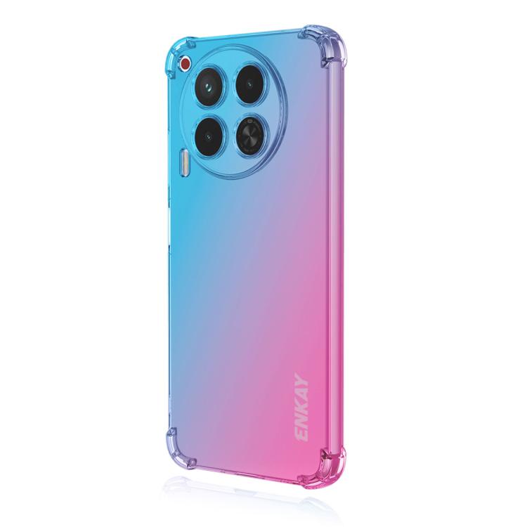 Funda TPU Enkay Hat-Prince con Diseño Sombrero y Bolsa de Aire para Tecno Camon 30 4G (Azul y Rosa)