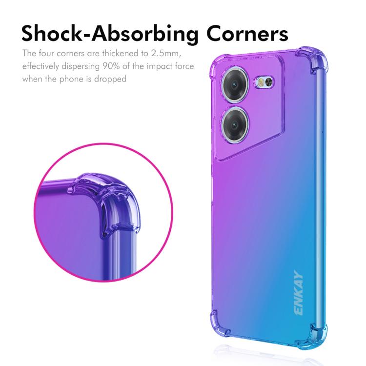 Funda TPU Enkay Hat-Prince para Tecno Pova 5 4G con Bolsa de Aire y Diseño Degradado (Oro Rosa)