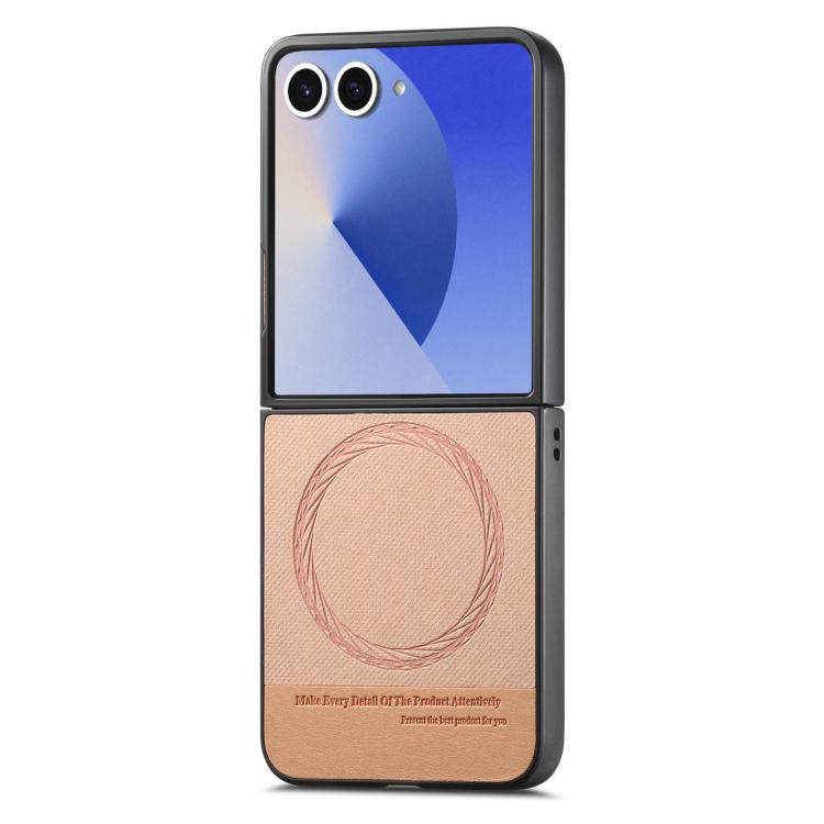 Funda magnética de piel de sarga para Samsung Galaxy Z Flip7 5G (rosa)