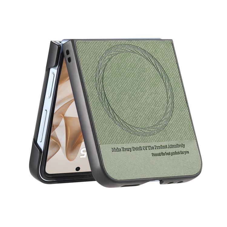 Funda magnética de piel de sarga para Samsung Galaxy Z Flip7 5G (verde)
