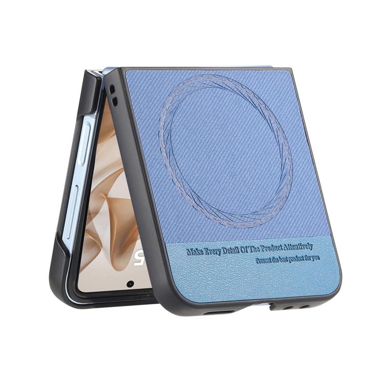 Funda magnética de piel de sarga para Samsung Galaxy Z Flip7 5G (azul)