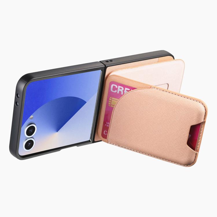 Funda magnética para Samsung Galaxy Z Flip7 5G, de piel y sarga, con tarjetero (rosa)