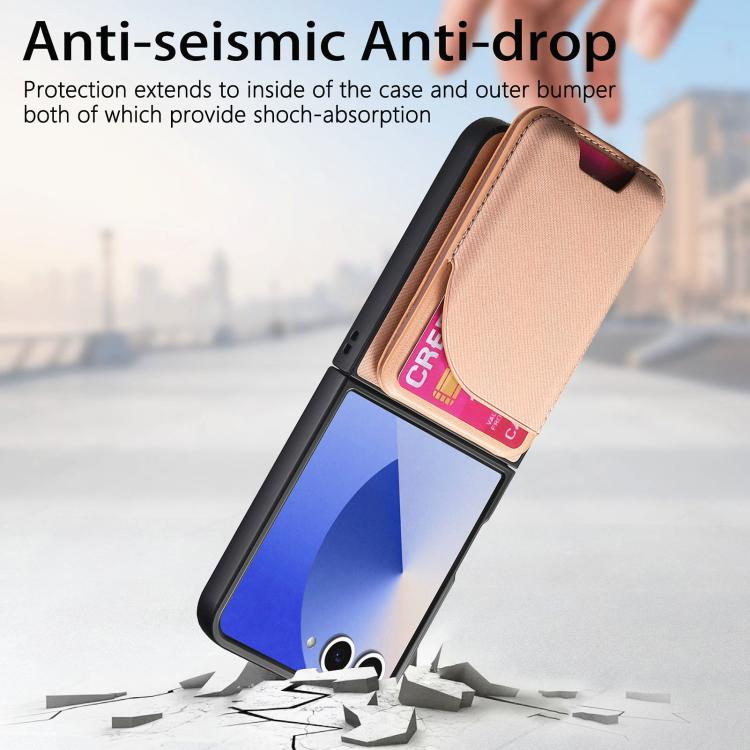 Funda magnética para Samsung Galaxy Z Flip7 5G, de piel y sarga, con tarjetero (rosa)