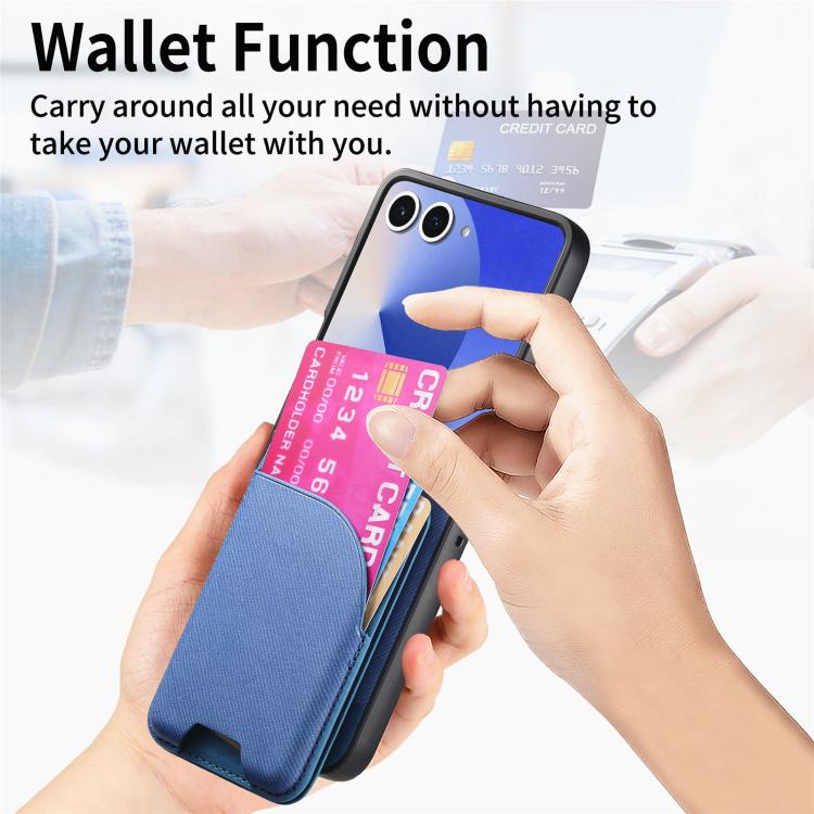 Funda magnética para Samsung Galaxy Z Flip7 5G, de piel y sarga, con tarjetero (azul)