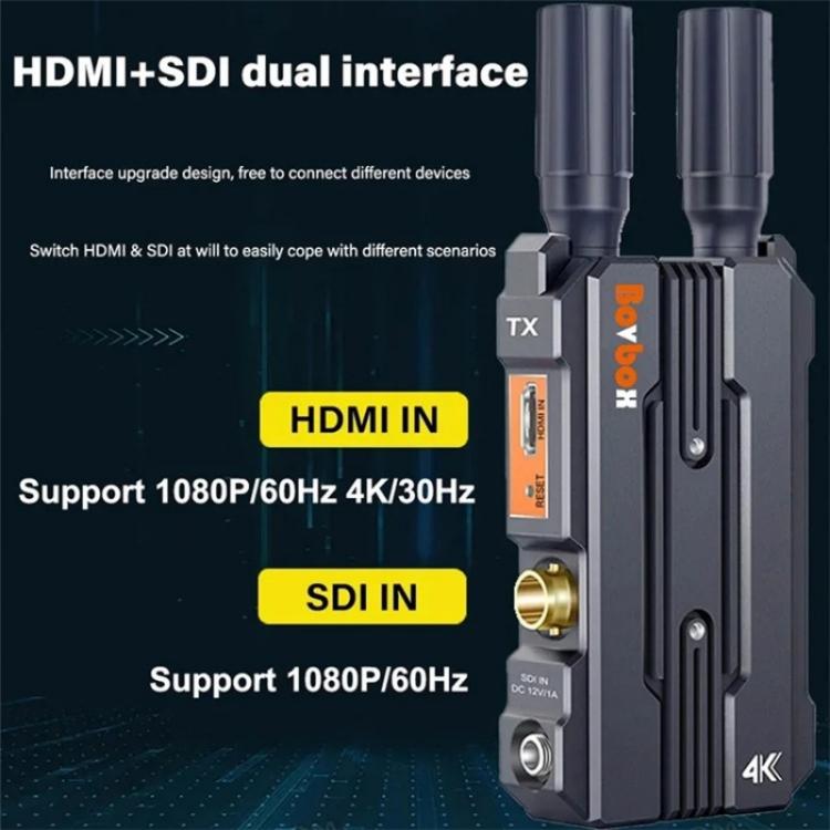 Extensor Inalámbrico 4K HD Bovbox 098 para Cámaras DSLR con Monitor de Video Interfaz Dual SDI HDMI (Enchufe AU)