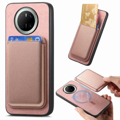 Funda Trasera PU con Tarjetero Magsafe para Huawei Mate 70 (Rosa)