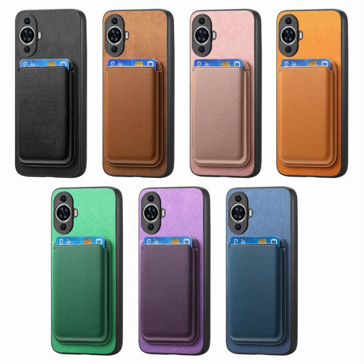 Funda Trasera de PU con Tarjetero Magsafe para Huawei Mate 70 Pro (Rosa)