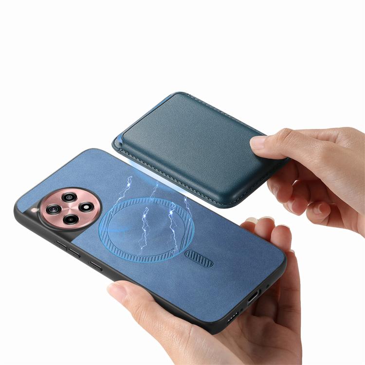 Funda Trasera PU con Tarjetero Magsafe Retro para OnePlus Ace 5/5 Pro (Azul)