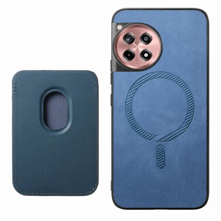 Funda Trasera PU con Tarjetero Magsafe Retro para OnePlus Ace 5/5 Pro (Azul)