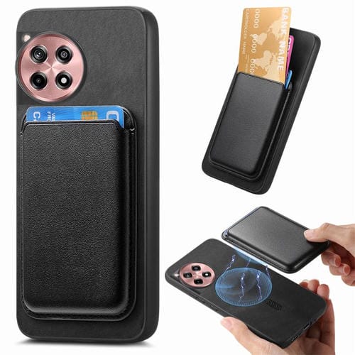 Funda Trasera PU con Tarjetero Magsafe Retro para OnePlus 13 (Negra)