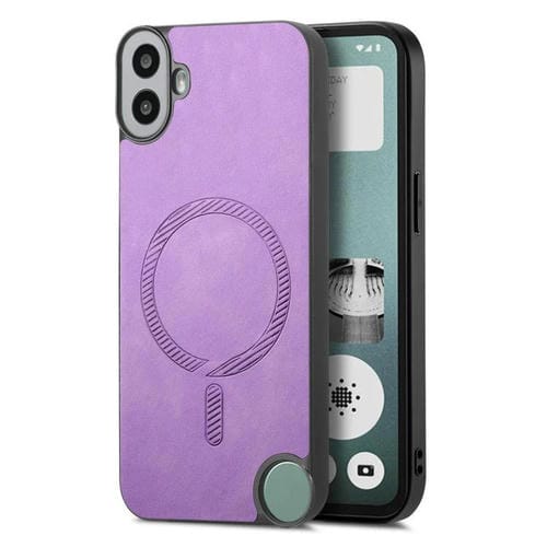 Funda Trasera Magnética de PU para Teléfono cmf Phone 1 Retro Magsafe (Morado)